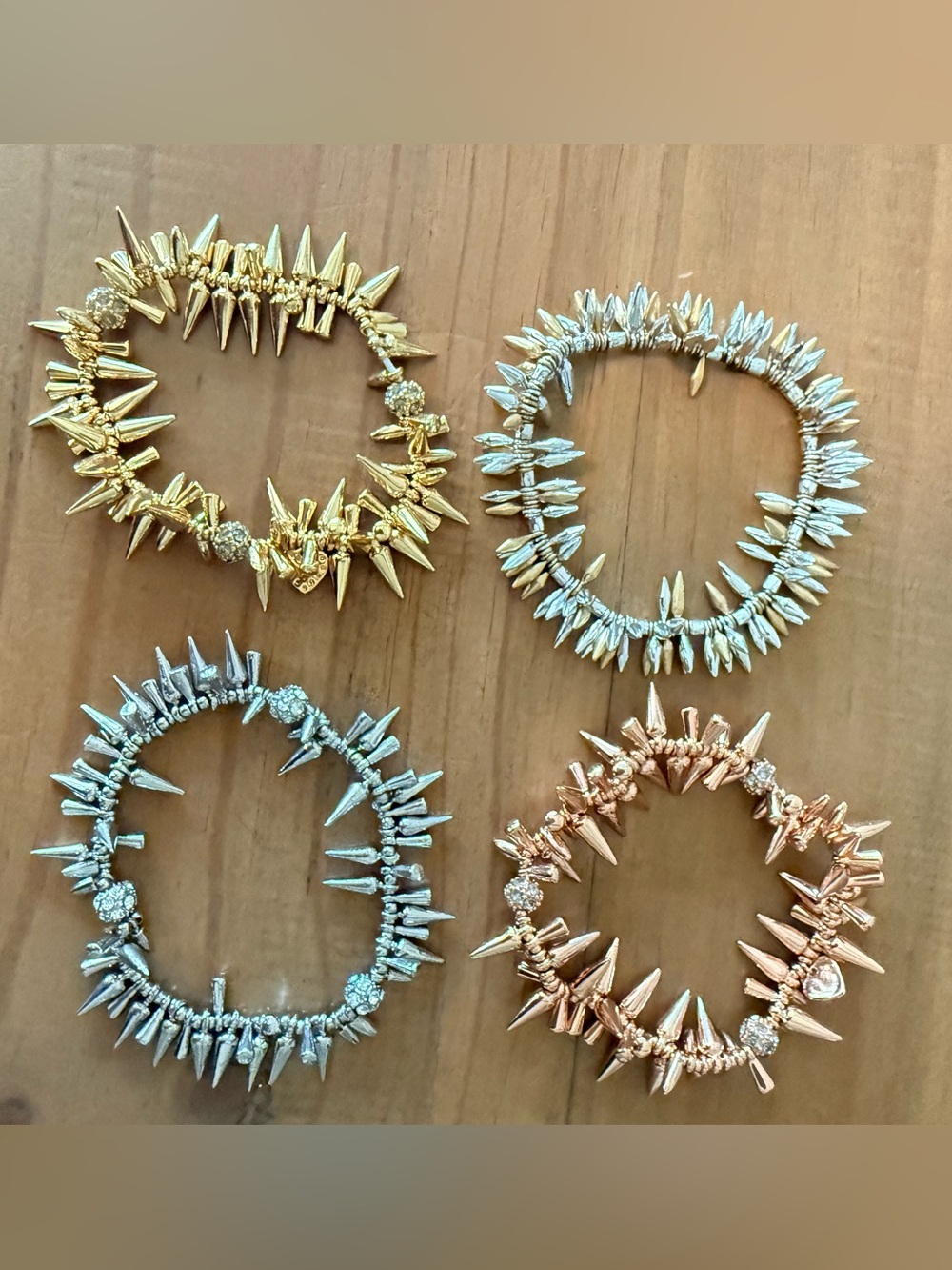 Stella & Dot Spike Stretch Bracelet Set in Gold, Silver, Rose Gold & Mixed metal